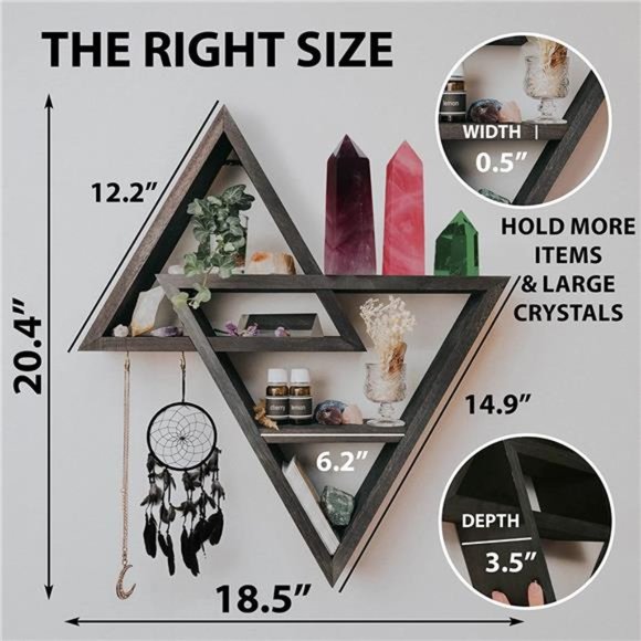 Moon Shelf with Dream Catchers - 20.4" Large Crystal Display Shelf, Gothic Room - Picture 2 of 5